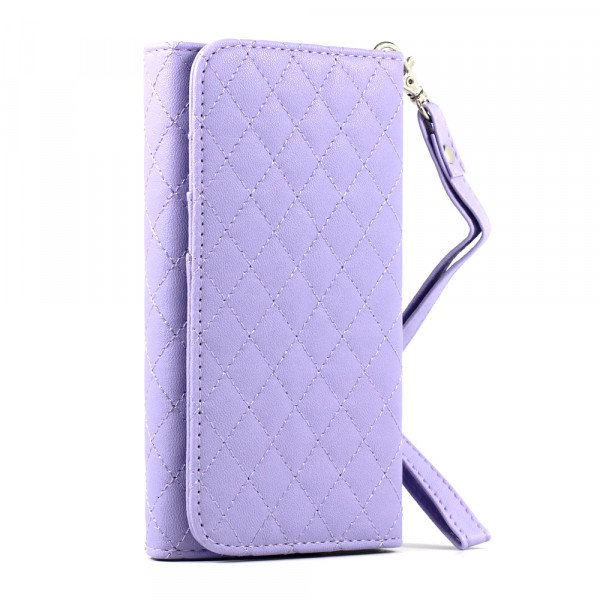 Wholesale Samsung Galaxy S3 S4 S5 Universal Flip Leather Wallet Case with Strap (Purple)